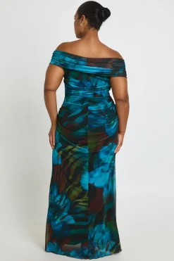 boohoo Robe Maxi Grande Taille Froncée Imprimé Animalier Mixte<Femme Robes|Robes De Soirée Chic