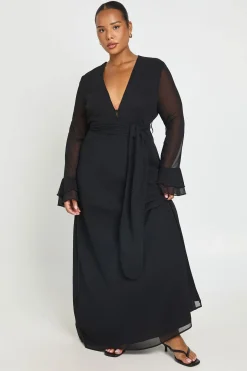 Robe Maxi Grande Taille À Imprimé Avec Détails Boutonnés Et Manches À Volants