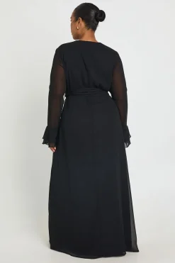 Robe Maxi Grande Taille À Imprimé Avec Détails Boutonnés Et Manches À Volants