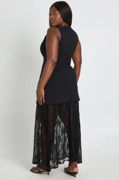 Robe Maxi Grande Taille À Jupe En Dentelle Structurée