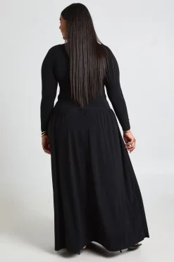 Robe Maxi Grande Taille À Manches Longues Et Fronces Souples