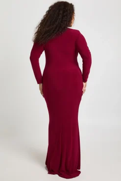 boohoo Robe Maxi Grande Taille à Manches Longues avec Détail Torsadé<Femme Robes À Manches Longues|Robes