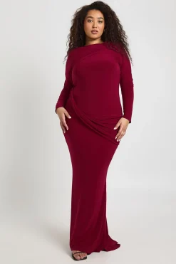 boohoo Robe Maxi Grande Taille à Manches Longues avec Détail Torsadé<Femme Robes À Manches Longues|Robes