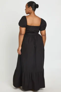 Robe Maxi Grande Taille À Manches Bouffantes Et Encolure Bardot