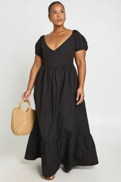 Robe Maxi Grande Taille À Manches Bouffantes Et Encolure Bardot