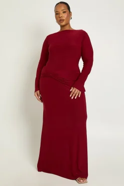 Robe Maxi Grande Taille À Manches Longues Avec Détail Torsadé Devant