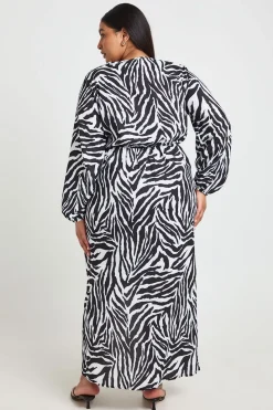 Robe Maxi Grande Taille À Motif Zébré Texturé Avec Détail Noué