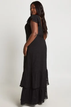 Robe Maxi Grande Taille À Motif Floral Dévoré Et Ourlet À Volants