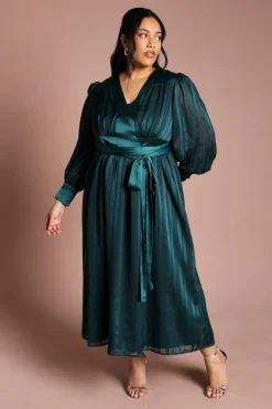Coast Robe Maxi Grande Taille À Rayures Jacquard Et Col En V<Femme Robes À Manches Longues|Robes