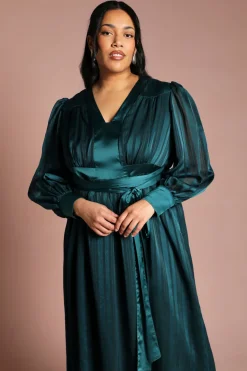 Coast Robe Maxi Grande Taille À Rayures Jacquard Et Col En V<Femme Robes À Manches Longues|Robes