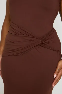Robe Maxi Grande Taille Sans Manches Super Douce Avec Nœud À La Taille