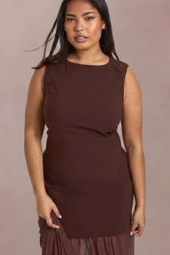 Robe Maxi Grande Taille Sans Manches À Ourlet Transparent