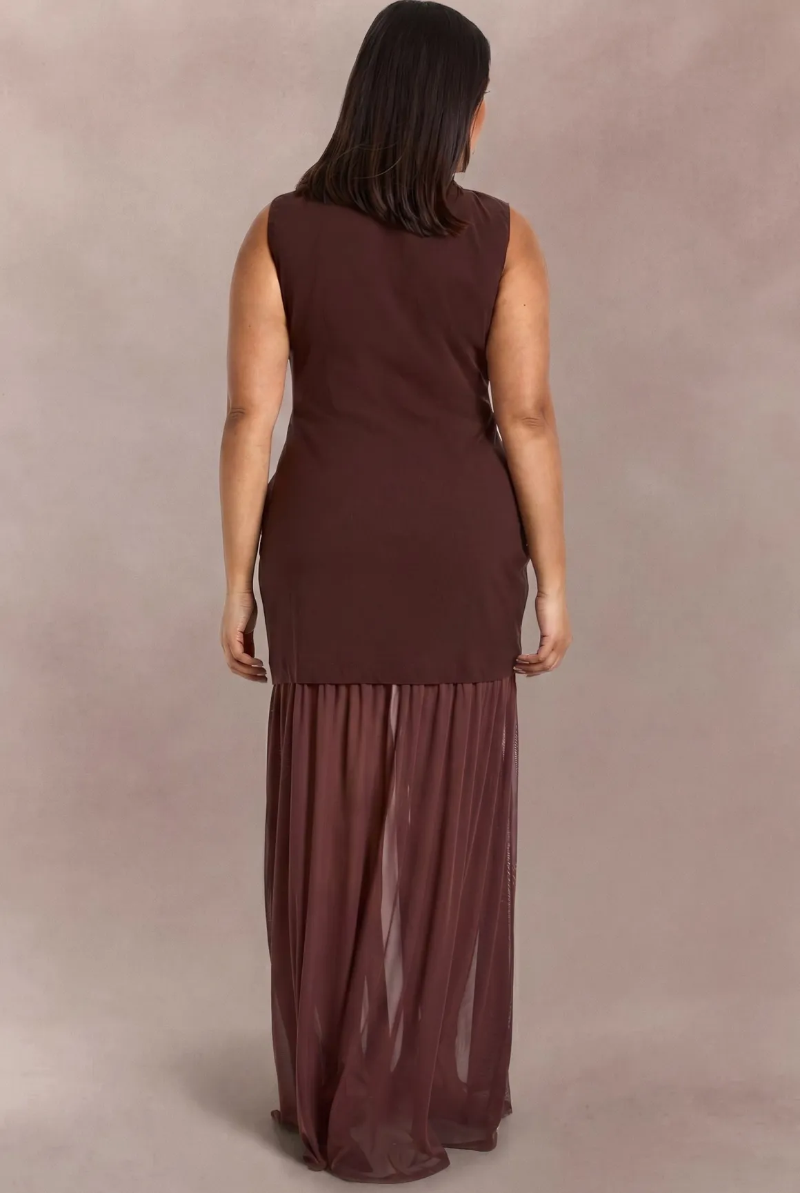 Robe Maxi Grande Taille Sans Manches À Ourlet Transparent