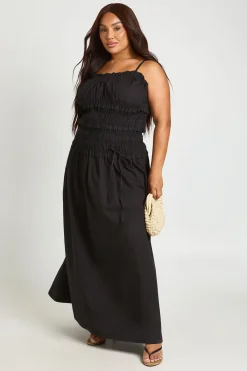 boohoo Robe Maxi Grande Taille À Taille Froncée Et Nouée<Femme Robes|Robes De Jour