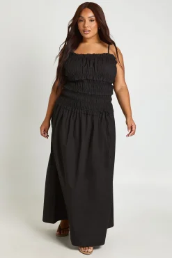 boohoo Robe Maxi Grande Taille À Taille Froncée Et Nouée<Femme Robes|Robes De Jour