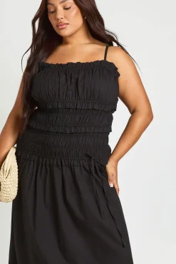 boohoo Robe Maxi Grande Taille À Taille Froncée Et Nouée<Femme Robes|Robes De Jour