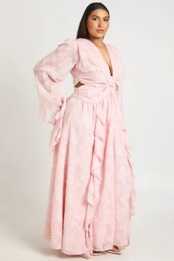 Robe Maxi Grande Taille Texturée À Découpes Et Fente