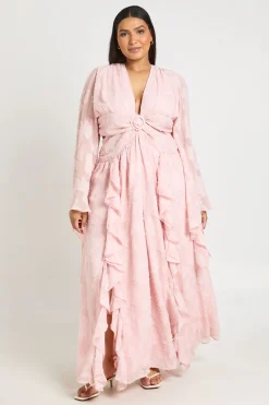 Robe Maxi Grande Taille Texturée À Découpes Et Fente