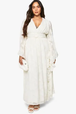 Robe Maxi grande taille texturée à manches évasées