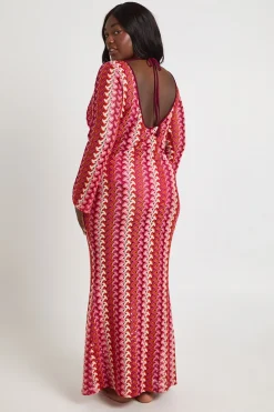 Robe Maxi Grande Taille Tricotée À Dos Échancré