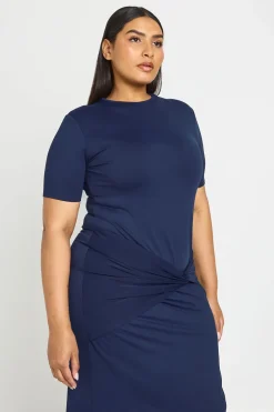 Robe Maxi Grande Taille Ultra Douce À Manches Courtes Avec Nœud À La Taille
