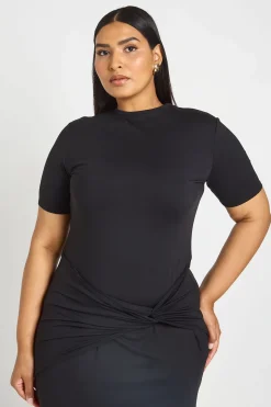 Robe Maxi Grande Taille Ultra Douce À Manches Courtes Avec Nœud À La Taille
