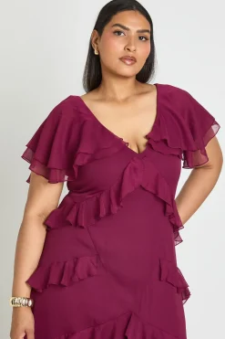 boohoo Robe Maxi Grande Taille À Volants Imprimé Animal<Femme Robes Demoiselles D'Honneur|Robes