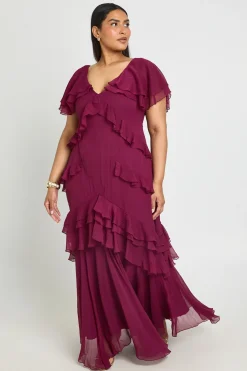 boohoo Robe Maxi Grande Taille À Volants Imprimé Animal<Femme Robes Demoiselles D'Honneur|Robes