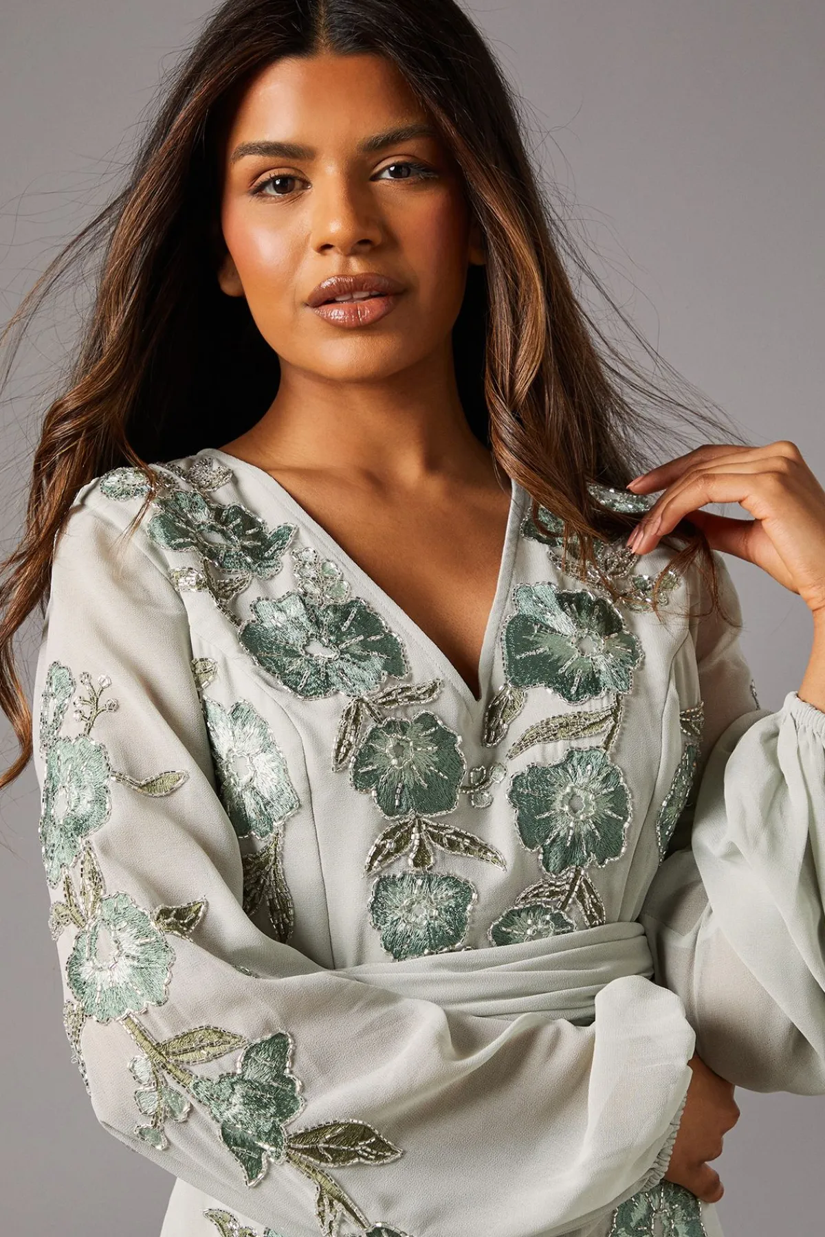 Coast Robe Maxi Hi-Lo Petite Ornée de Sequins et Broderies<Femme Robes Mi-Longues|Robes À Manches Longues
