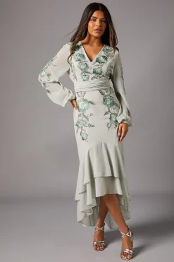 Coast Robe Maxi Hi-Lo Petite Ornée de Sequins et Broderies<Femme Robes Mi-Longues|Robes À Manches Longues