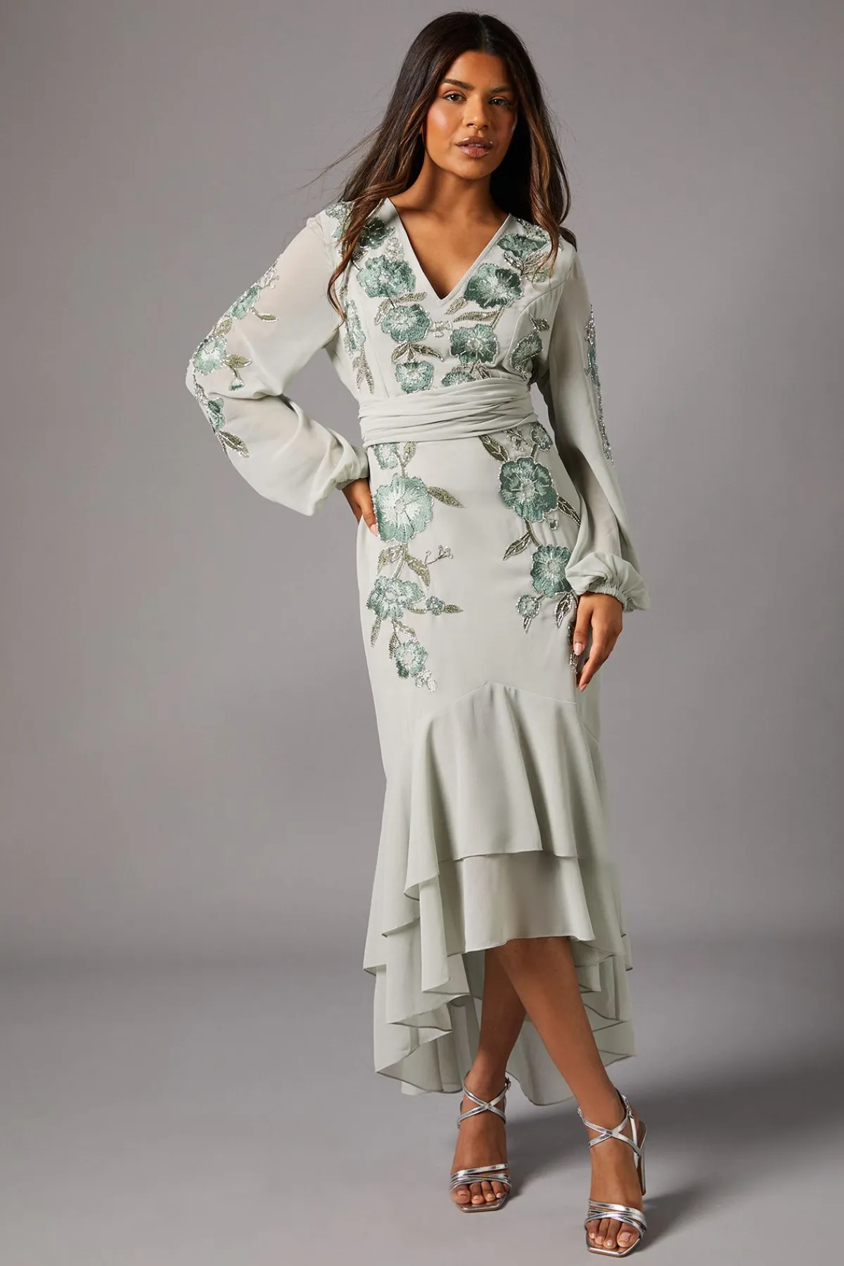 Coast Robe Maxi Hi-Lo Petite Ornée de Sequins et Broderies<Femme Robes Mi-Longues|Robes À Manches Longues