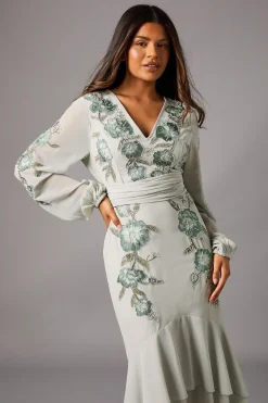 Coast Robe Maxi Hi-Lo Petite Ornée de Sequins et Broderies<Femme Robes Mi-Longues|Robes À Manches Longues