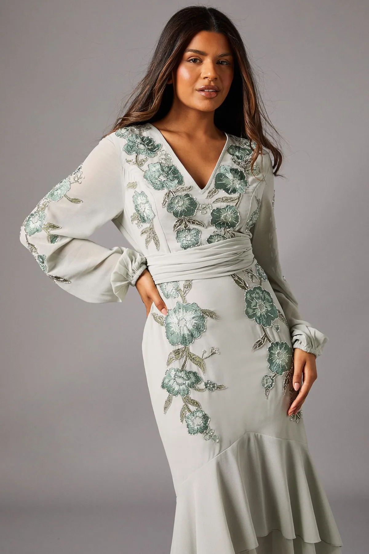 Coast Robe Maxi Hi-Lo Petite Ornée de Sequins et Broderies<Femme Robes Mi-Longues|Robes À Manches Longues