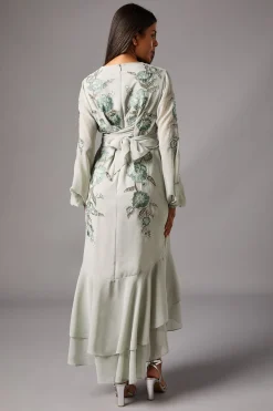 Coast Robe Maxi Hi-Lo Petite Ornée de Sequins et Broderies<Femme Robes Mi-Longues|Robes À Manches Longues