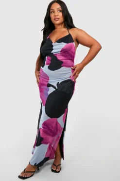 boohoo Robe Maxi Imprimée Dos Nu à Encolure Bustier pour Grandes Tailles<Femme Robes|Robes De Soirée Chic