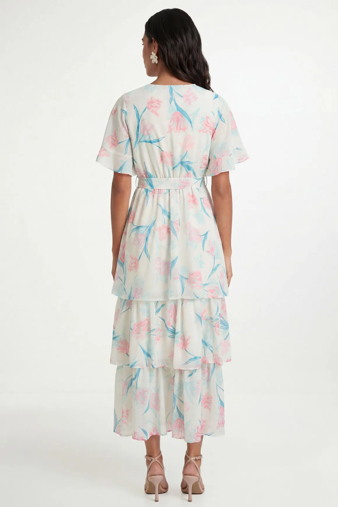 Robe Maxi À Imprimé Fleuri Et Volants Petite