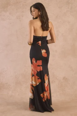 Robe Maxi À Imprimé Floral Avec Ourlet Traînant