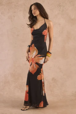 Robe Maxi À Imprimé Floral Avec Ourlet Traînant