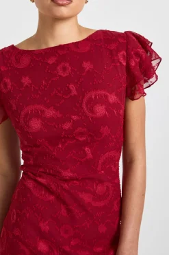 Robe Maxi à Imprimé Floral Dévoré avec Ourlet à Volants