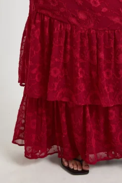 Robe Maxi à Imprimé Floral Dévoré avec Ourlet à Volants
