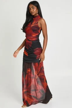 boohoo Robe Maxi À Imprimé Floral XXL Et Buste Froncé<Femme Robes|Robe Invitée Mariage
