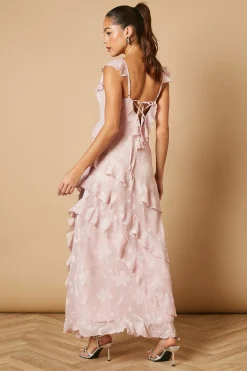 Oasis Robe Maxi à Imprimé Jacquard et Volants<Femme Robes Bal De Promo|Robes