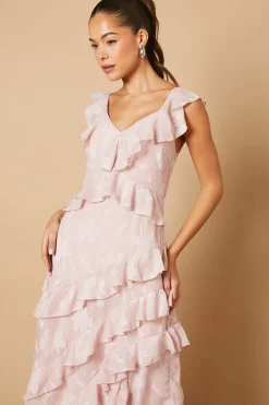 Oasis Robe Maxi à Imprimé Jacquard et Volants<Femme Robes Bal De Promo|Robes