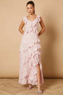 Oasis Robe Maxi à Imprimé Jacquard et Volants<Femme Robes Bal De Promo|Robes