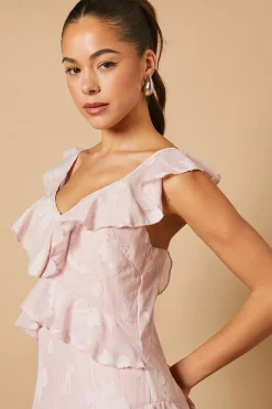 Oasis Robe Maxi à Imprimé Jacquard et Volants<Femme Robes Bal De Promo|Robes