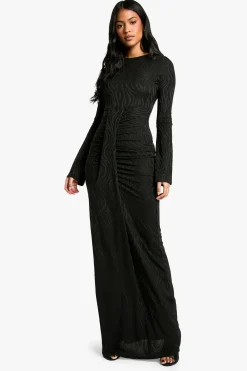 boohoo Robe Maxi Jacquard à Détail Drapé pour Silhouettes Statuesques<Femme Robes À Manches Longues|Robes
