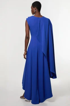 KarenMillen Robe maxi à jupe pleine, à la coupe douce en blocs de couleurs avec un détail cape<Femme Tailleurs|Toutes Les Robes
