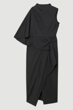 Robe maxi longue, ajustée, drapée et asymétrique