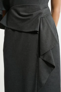 Robe maxi longue, ajustée, drapée et asymétrique