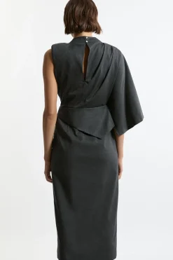 Robe maxi longue, ajustée, drapée et asymétrique